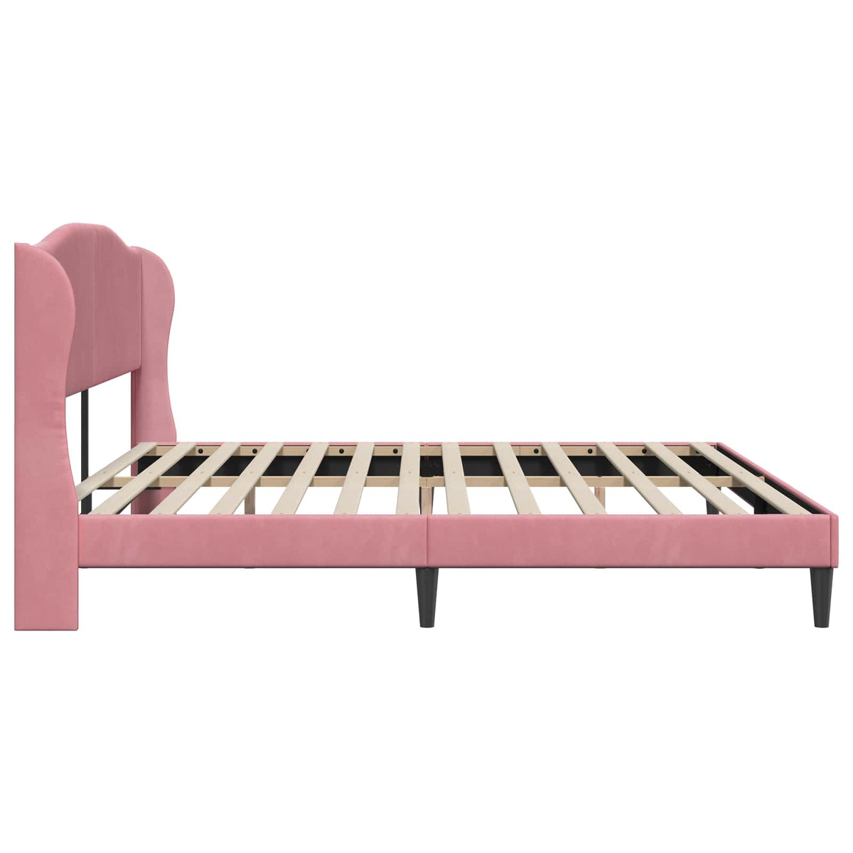 Sengestel med hovedgærde Lyserød 200 x 200 cm Fløjl