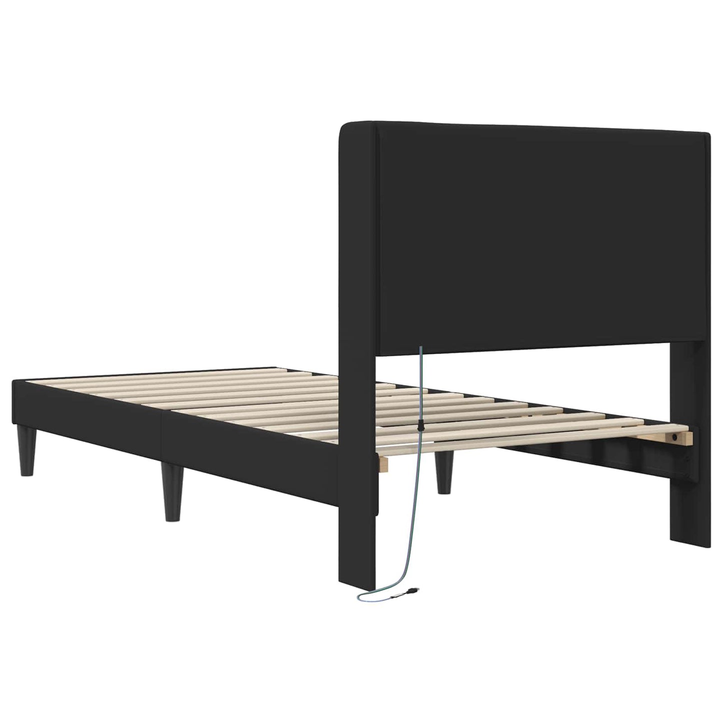 Sengestel med LED-lysstrimler Sort 80 x 200 cm Kunstlæder