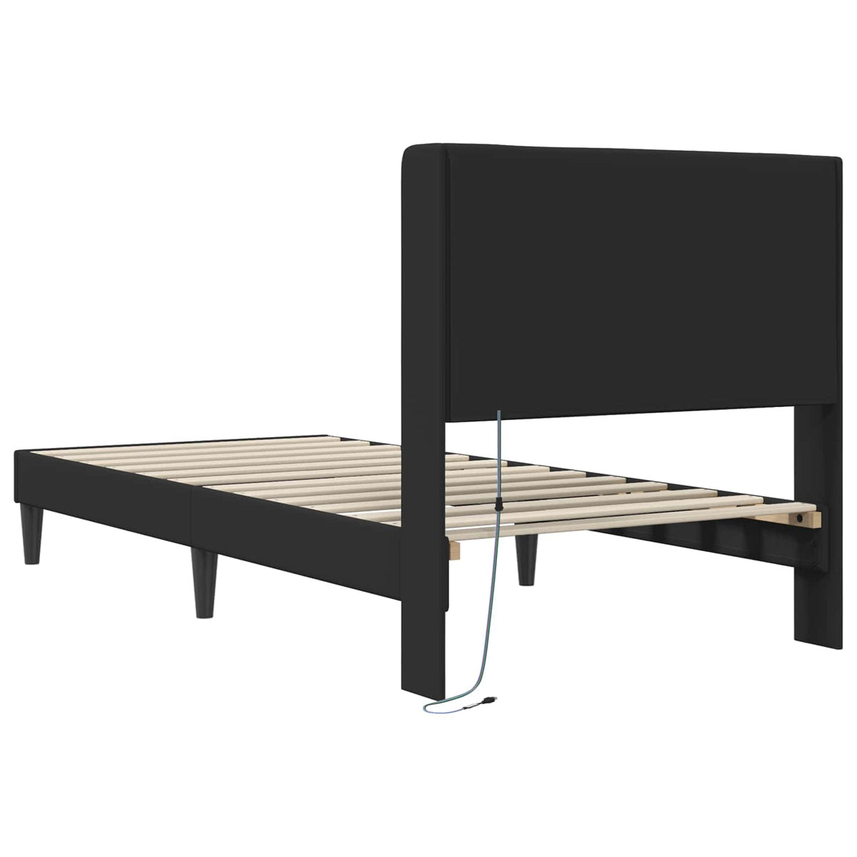 Sengestel med LED-lysstrimler Sort 90 x 190 cm Kunstlæder