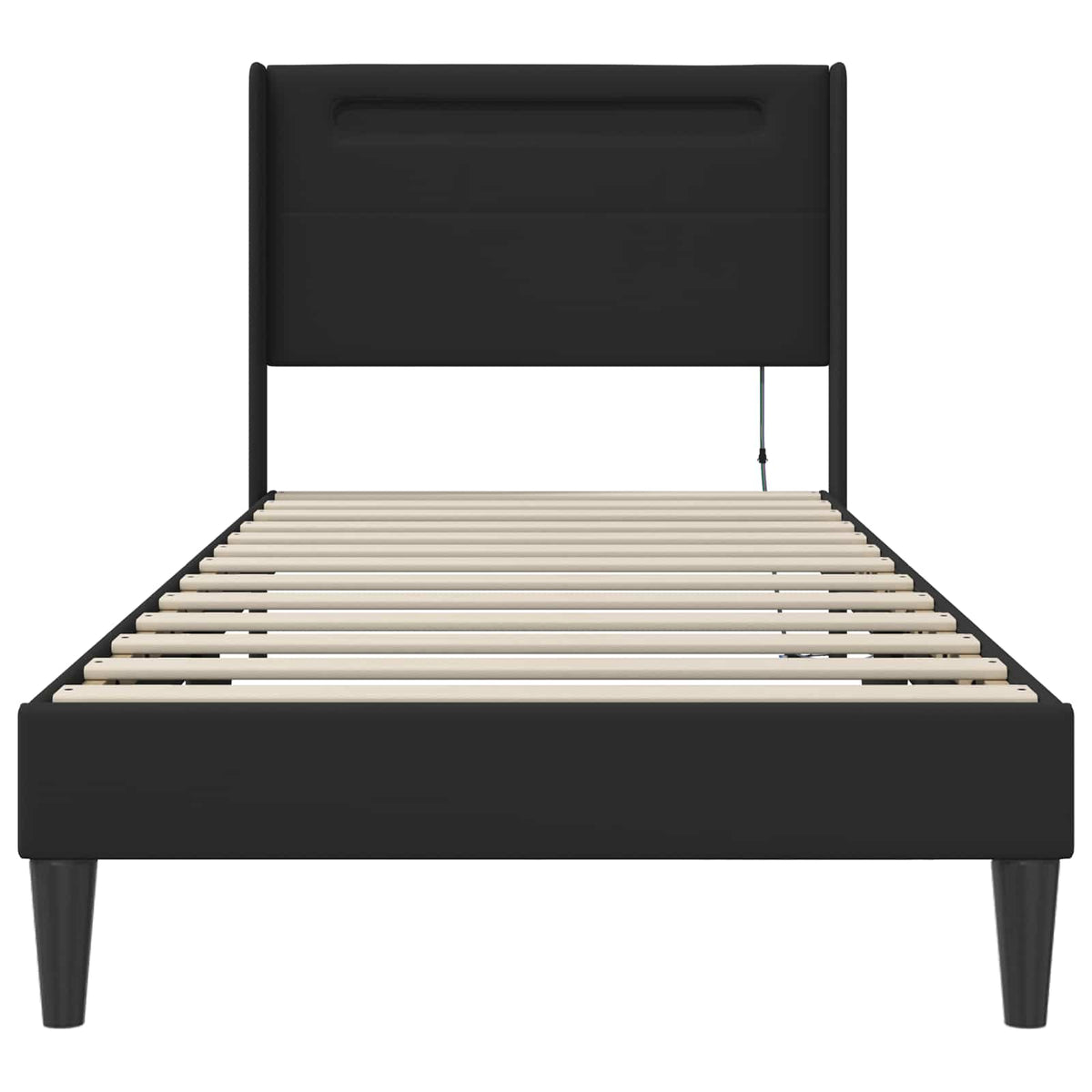 Sengestel med LED-lysstrimler Sort 90 x 190 cm Kunstlæder
