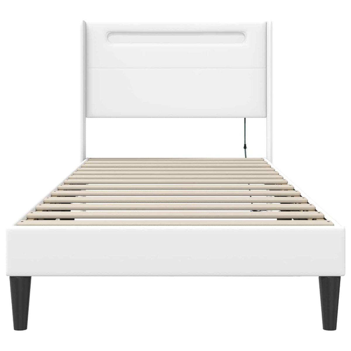 Sengestel med LED-lysstrimler Hvid 90 x 190 cm Kunstlæder