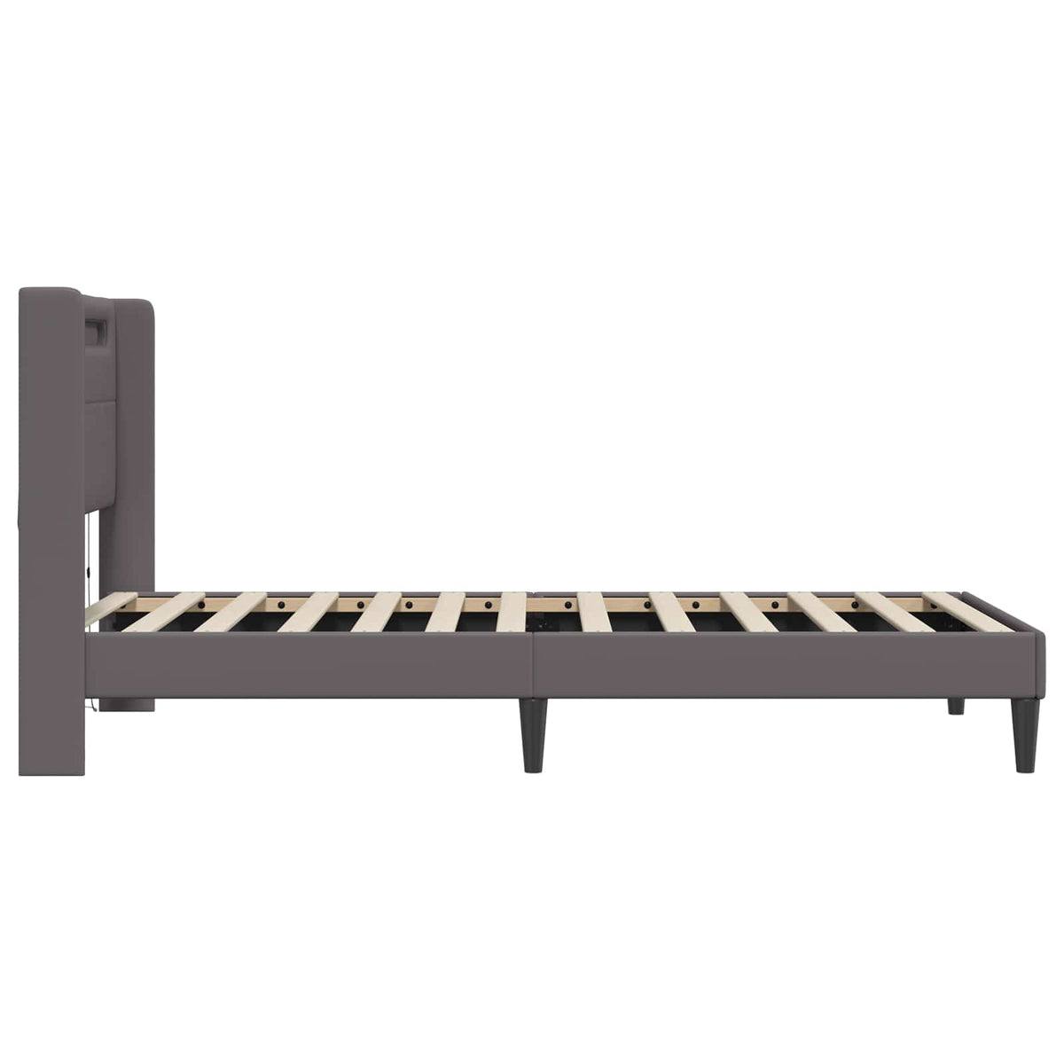 Sengestel med LED-lysstrimler Grå 100 x 200 cm Kunstlæder