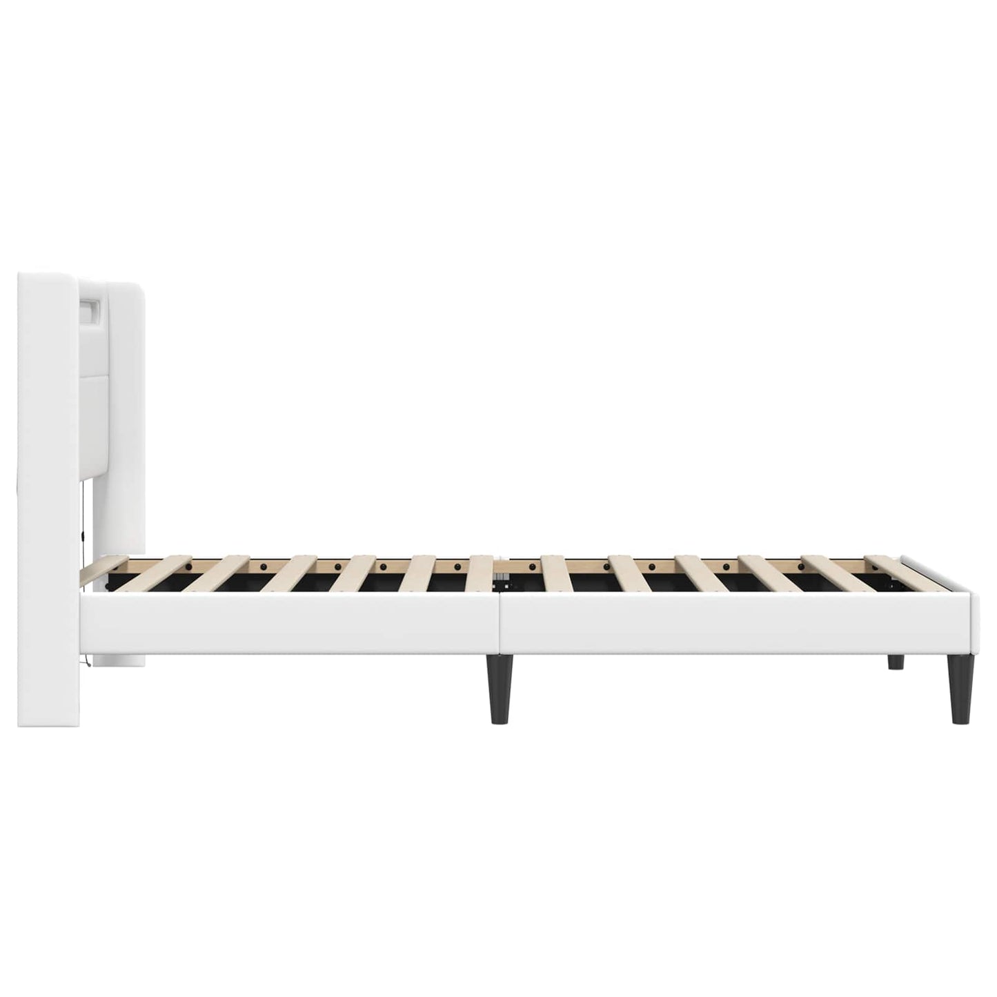 Sengestel med LED-lysstrimler Hvid 100 x 200 cm Kunstlæder