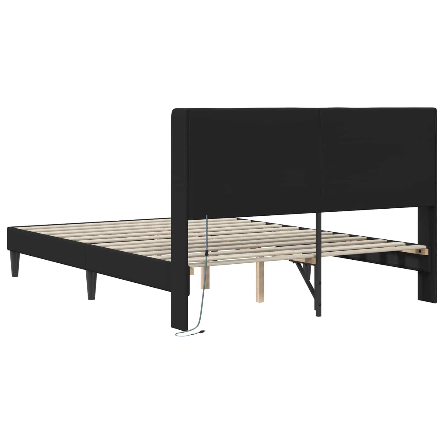 Sengestel med LED-lysstrimler Sort 120 x 190 cm Kunstlæder