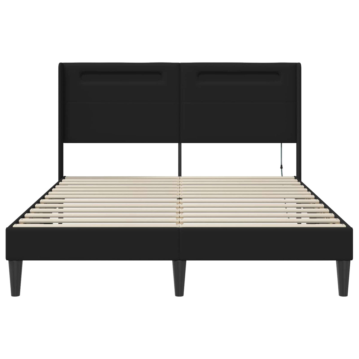 Sengestel med LED-lysstrimler Sort 120 x 190 cm Kunstlæder