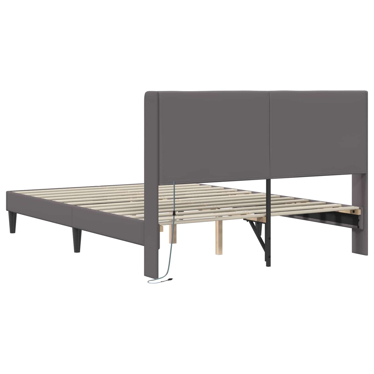 Sengestel med LED-lysstrimler Grå 120 x 200 cm Kunstlæder