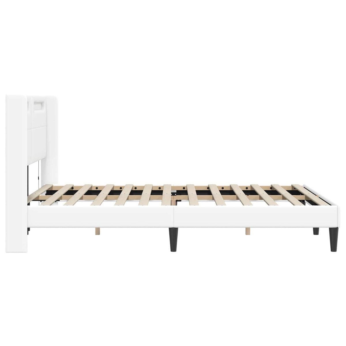 Sengestel med LED-lysstrimler Hvid 140 x 190 cm Kunstlæder