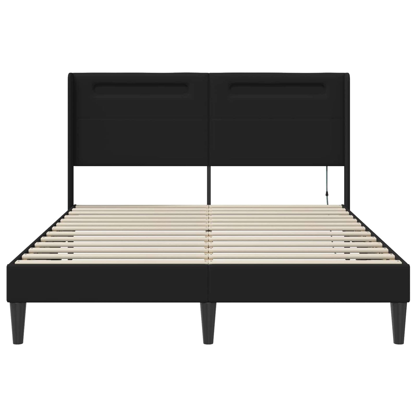 Sengestel med LED-lysstrimler Sort 160 x 200 cm Kunstlæder