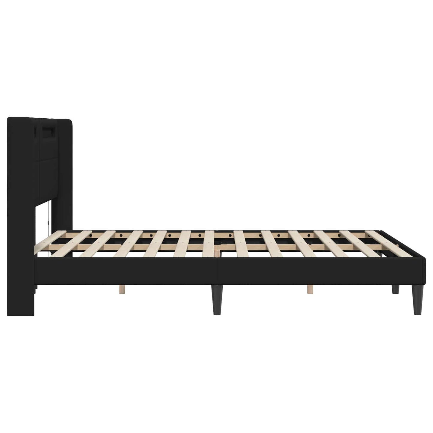 Sengestel med LED-lysstrimler Sort 160 x 200 cm Kunstlæder