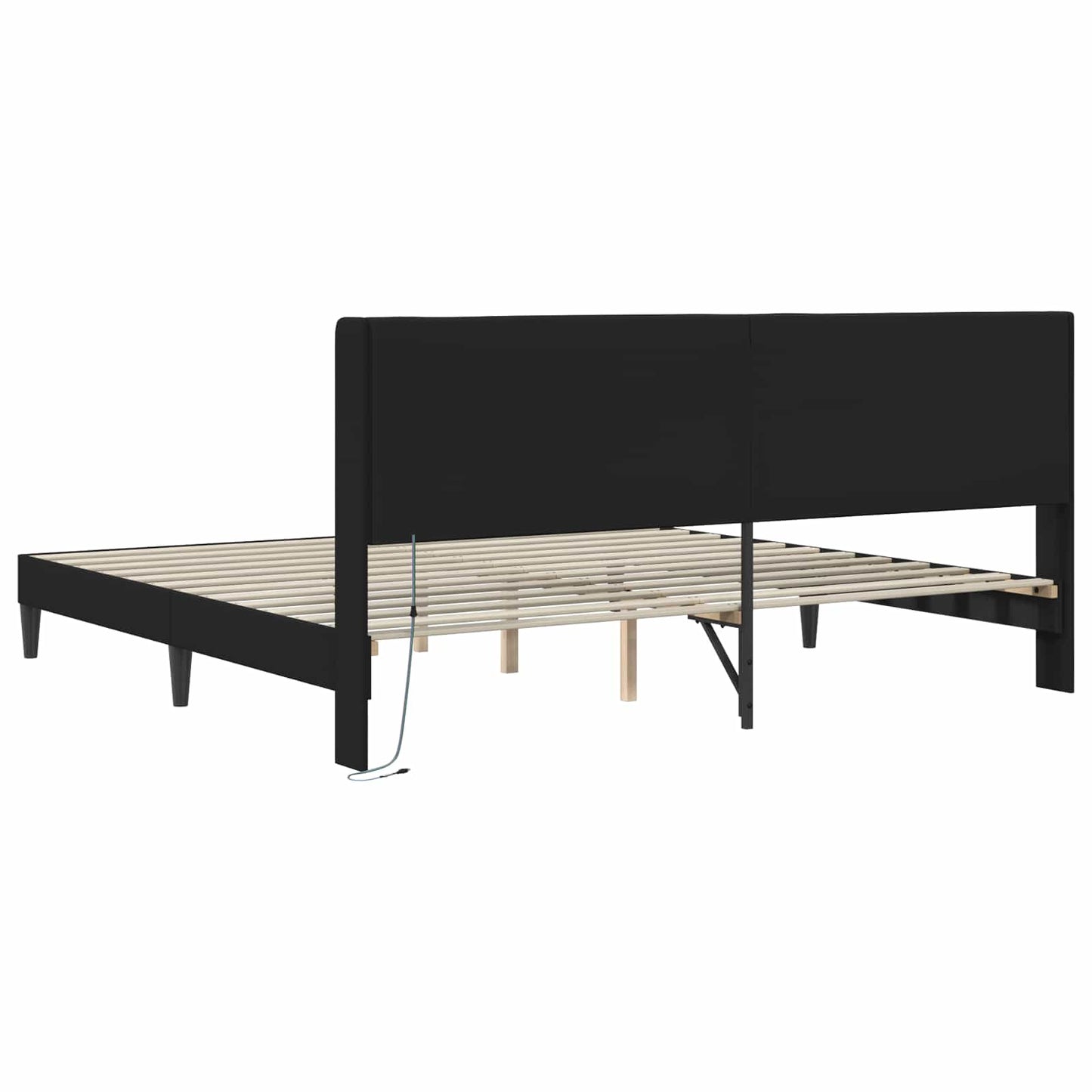 Sengestel med LED-lysstrimler Sort 180 x 200 cm Kunstlæder