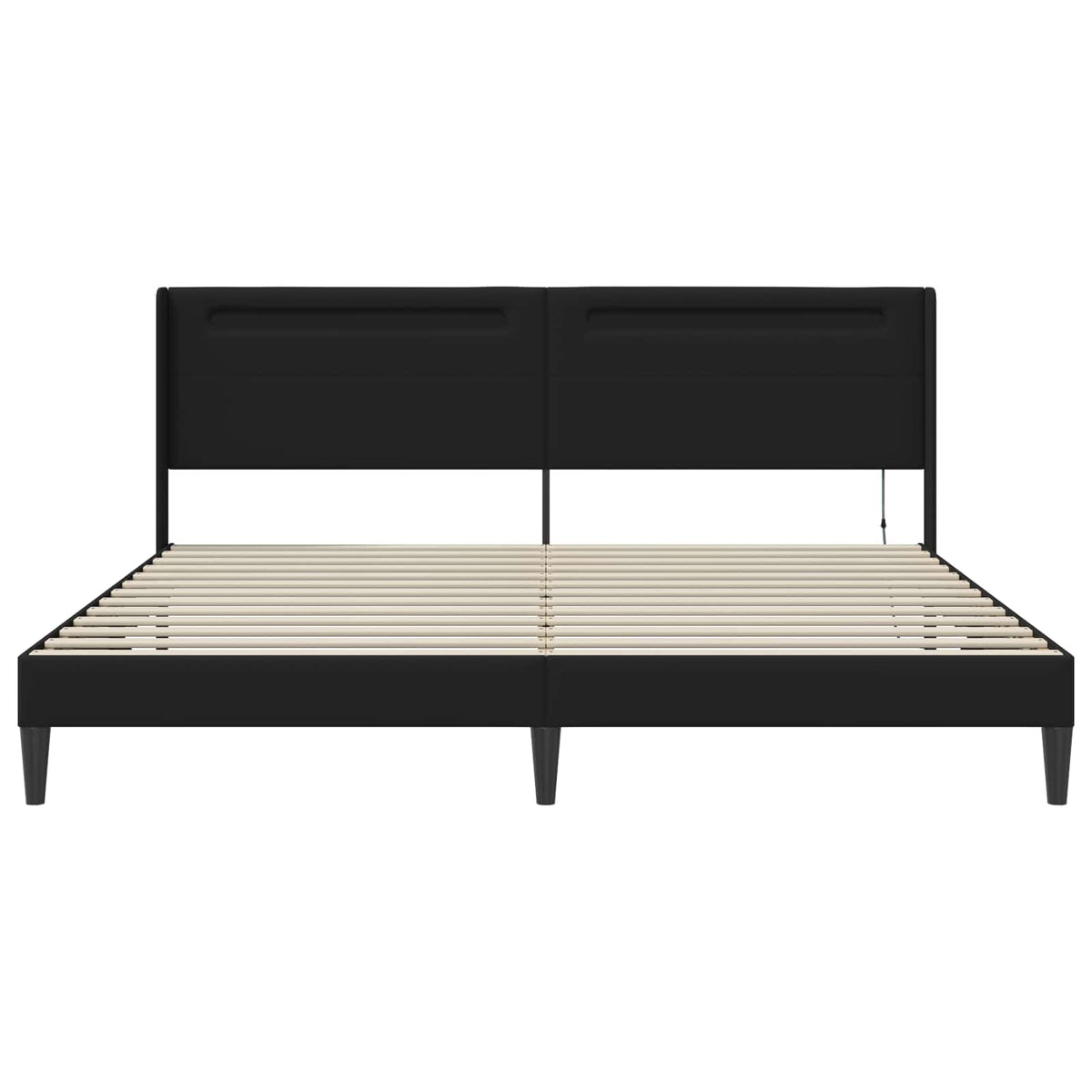 Sengestel med LED-lysstrimler Sort 180 x 200 cm Kunstlæder