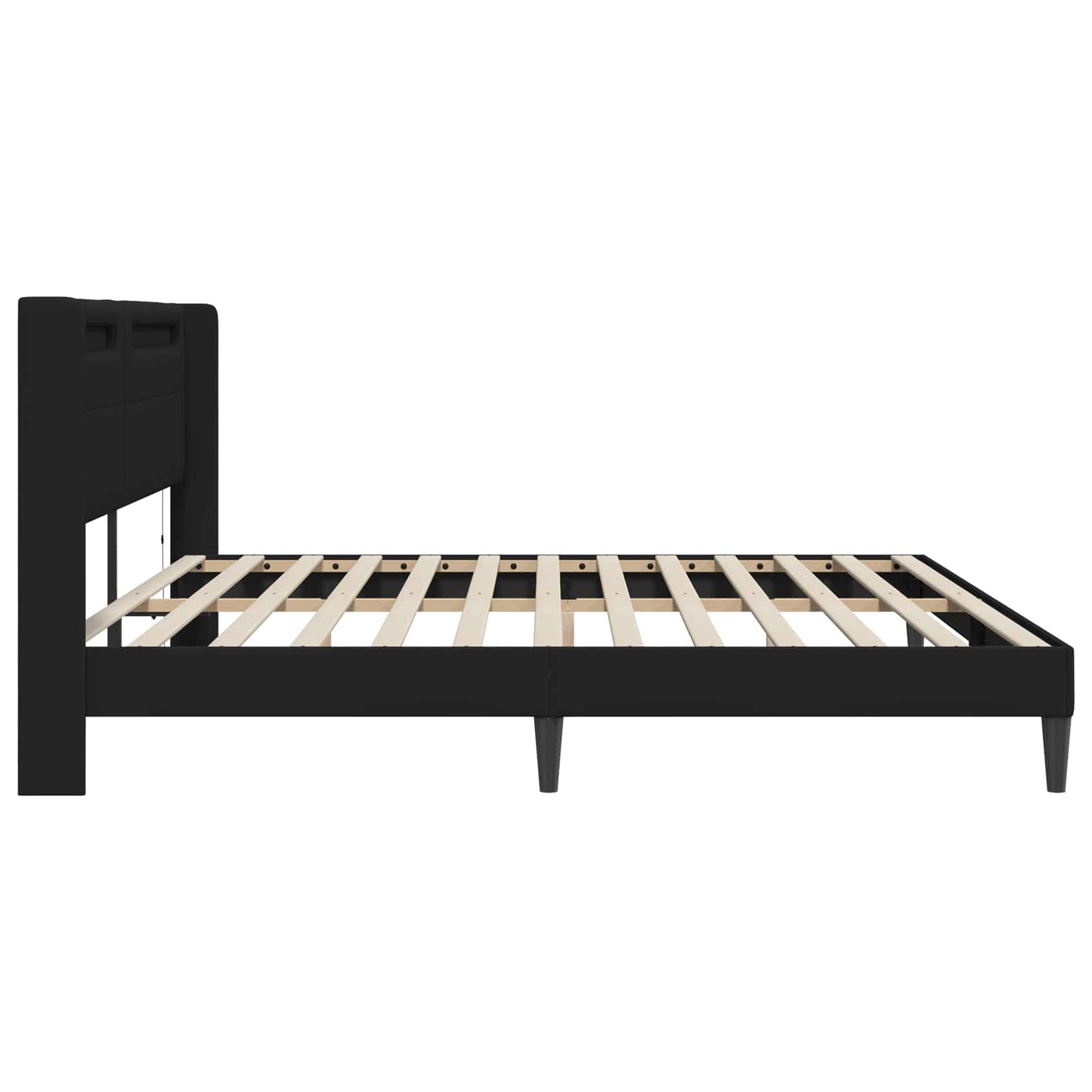 Sengestel med LED-lysstrimler Sort 180 x 200 cm Kunstlæder