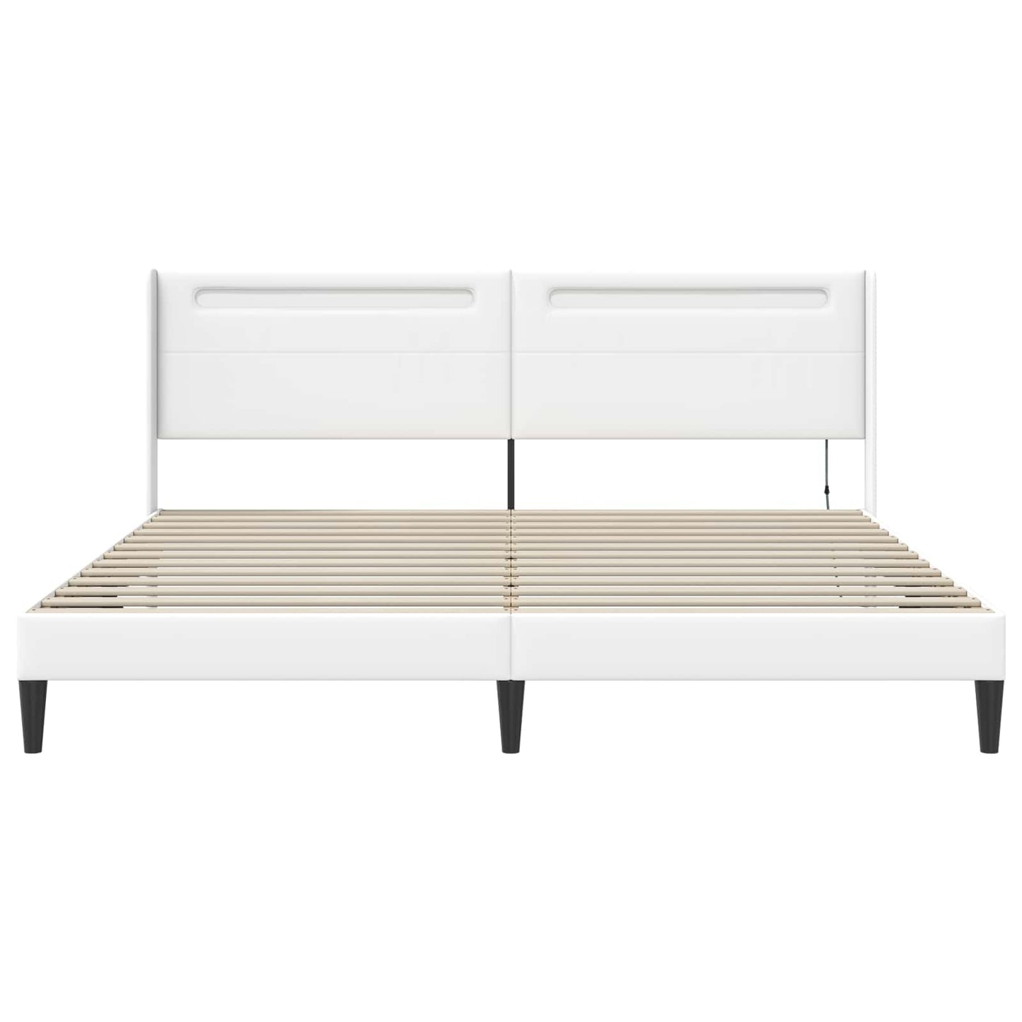 Sengestel med LED-lysstrimler Hvid 180 x 200 cm Kunstlæder