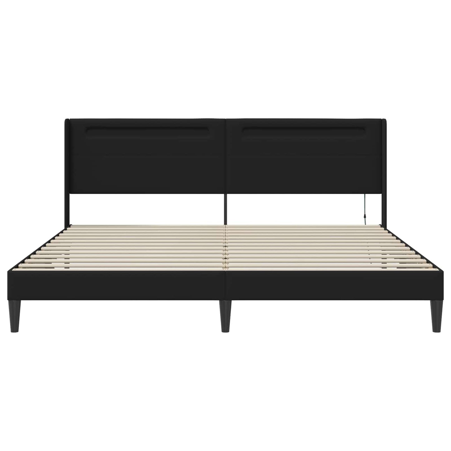 Sengestel med LED-lysstrimler Sort 200 x200 cm Kunstlæder