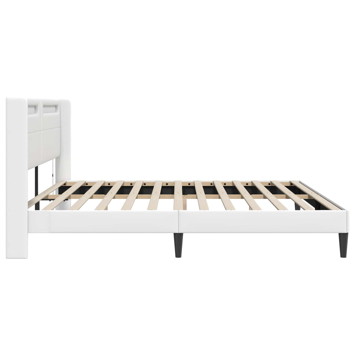 Sengestel med LED-lysstrimler Hvid 200 x200 cm Kunstlæder