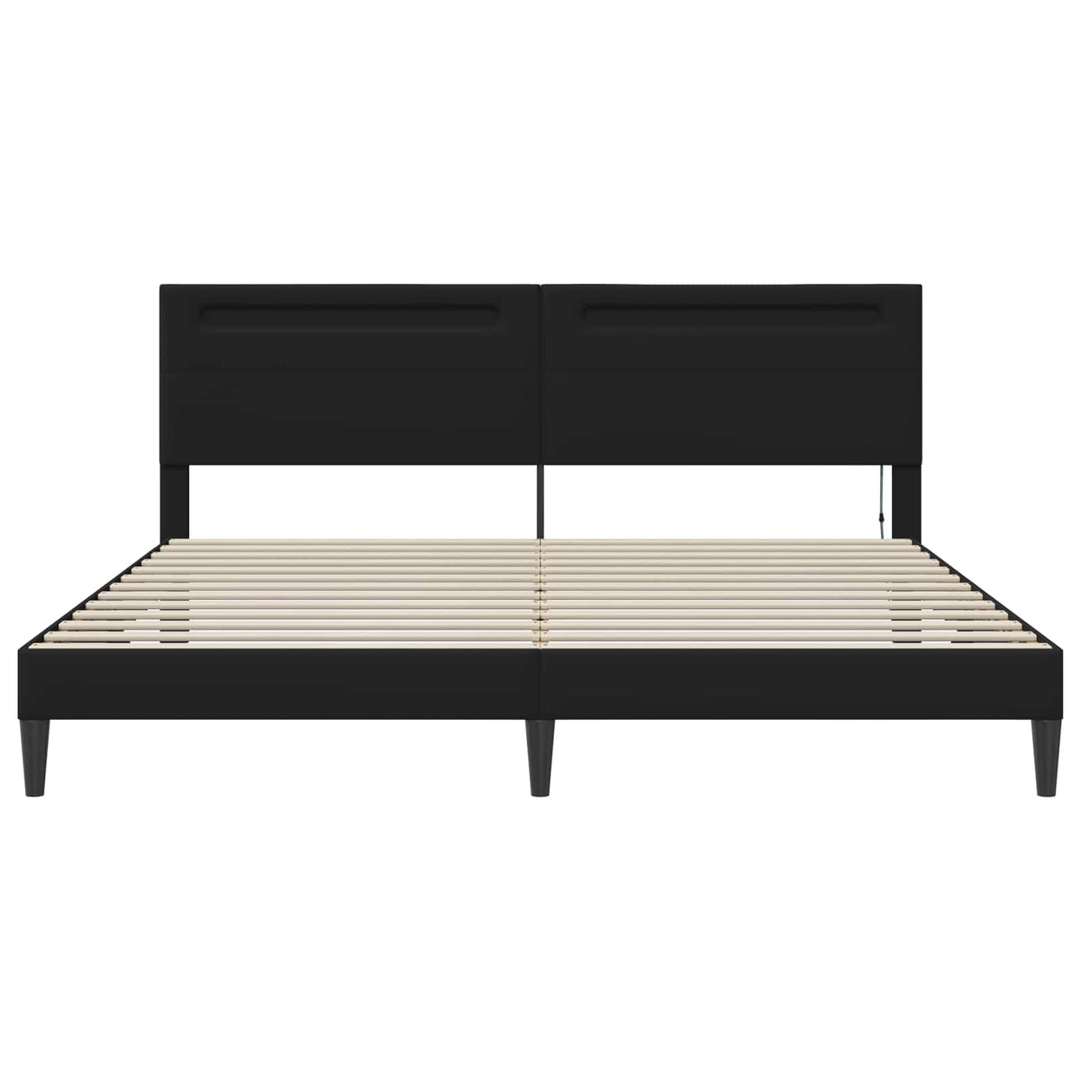 Sengestel med LED-lysstrimler Sort 200 x 200 cm Kunstlæder
