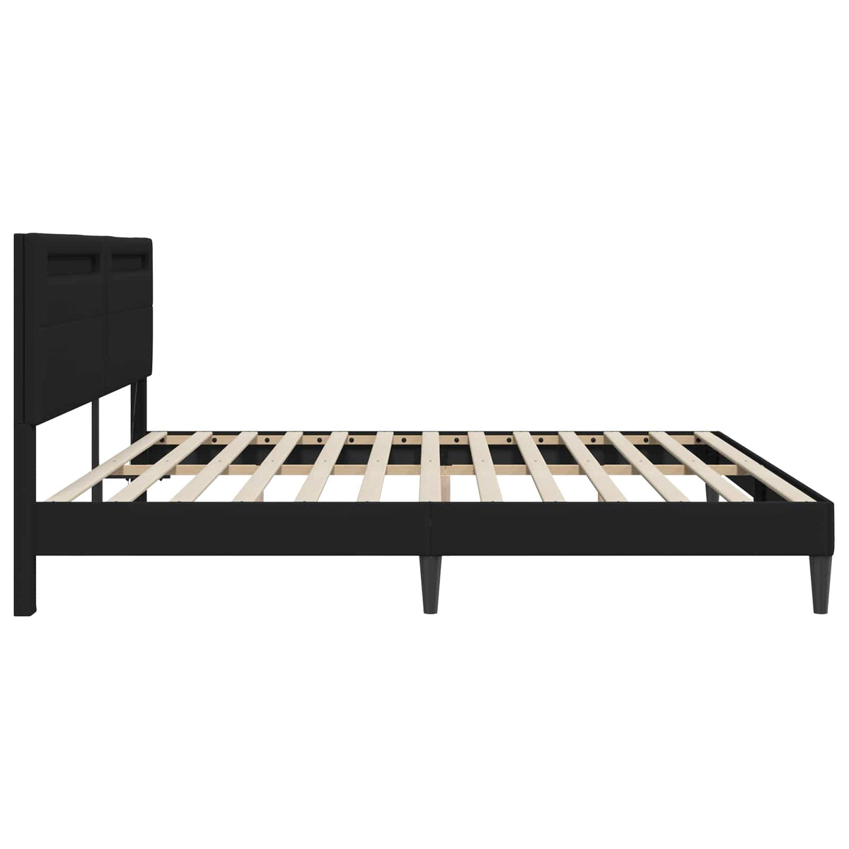 Sengestel med LED-lysstrimler Sort 200 x 200 cm Kunstlæder