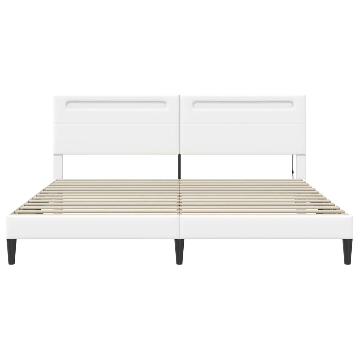 Sengestel med LED-lysstrimler Hvid 200 x 200 cm Kunstlæder