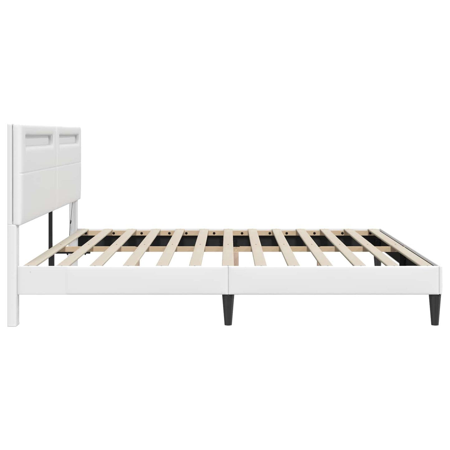 Sengestel med LED-lysstrimler Hvid 200 x 200 cm Kunstlæder