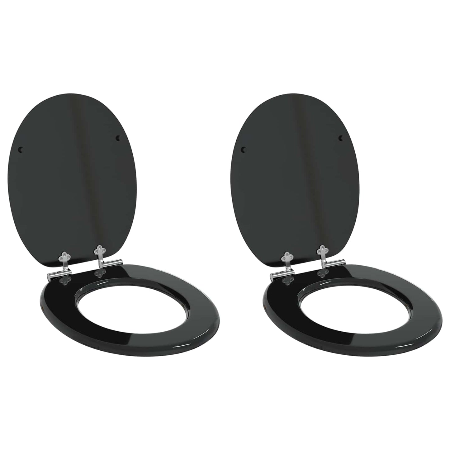 Blødt lukket toiletbræt 2 stk. Sort 44 x 38 cm MDF plade