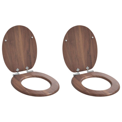 Blødt lukket toiletbræt 2 stk. Brun 44 x 38 cm MDF plade