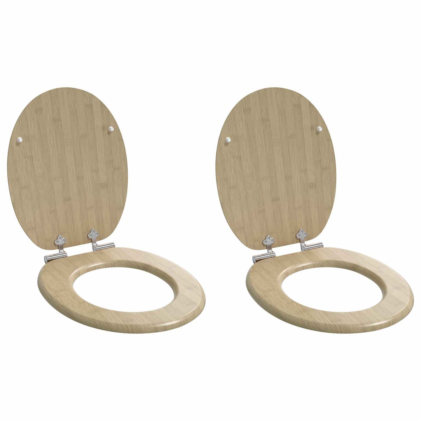 Toilet sæde 2 pcs Lys Bambusfarve 44 x 38 cm Konstrueret træ