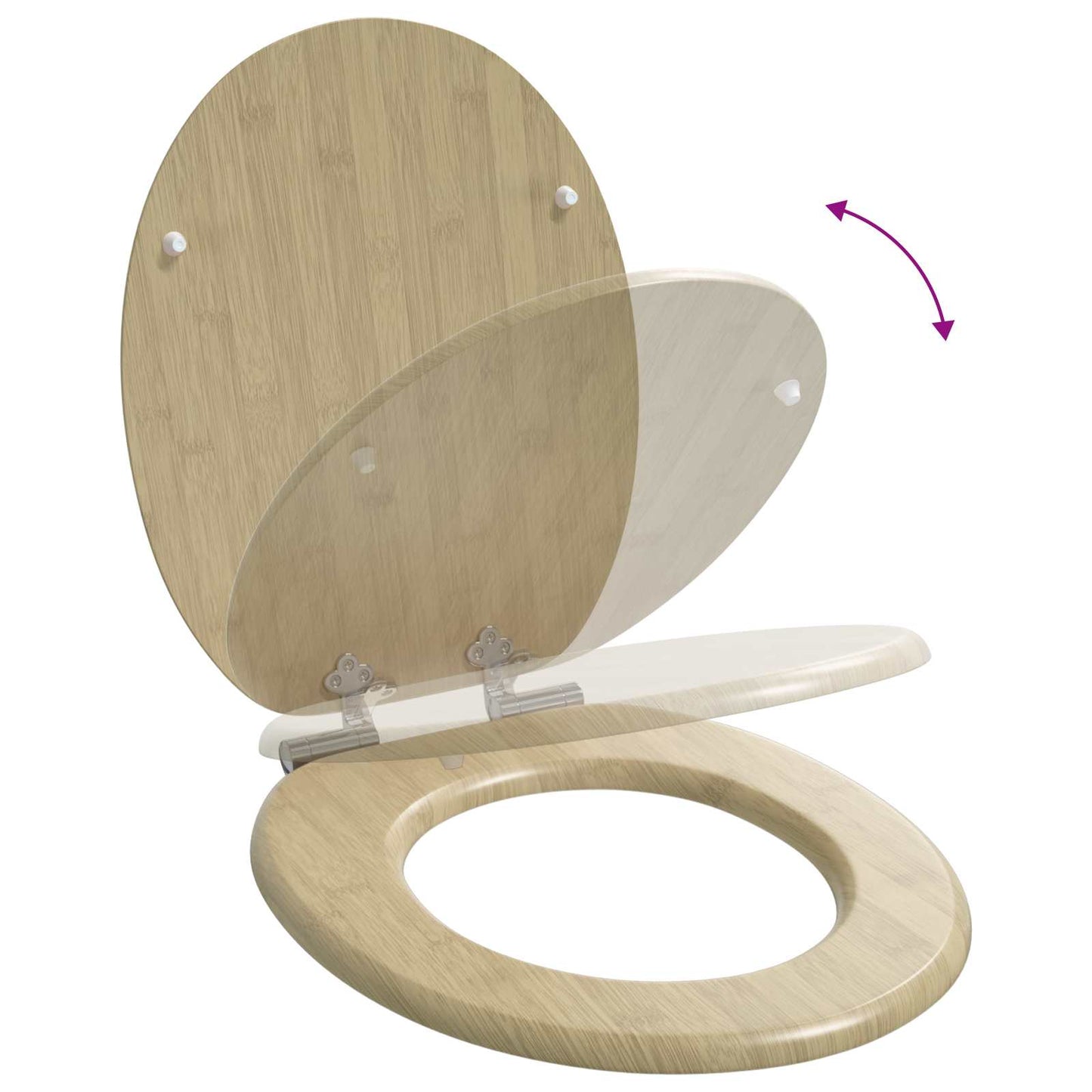 Toilet sæde 2 pcs Lys Bambusfarve 44 x 38 cm Konstrueret træ