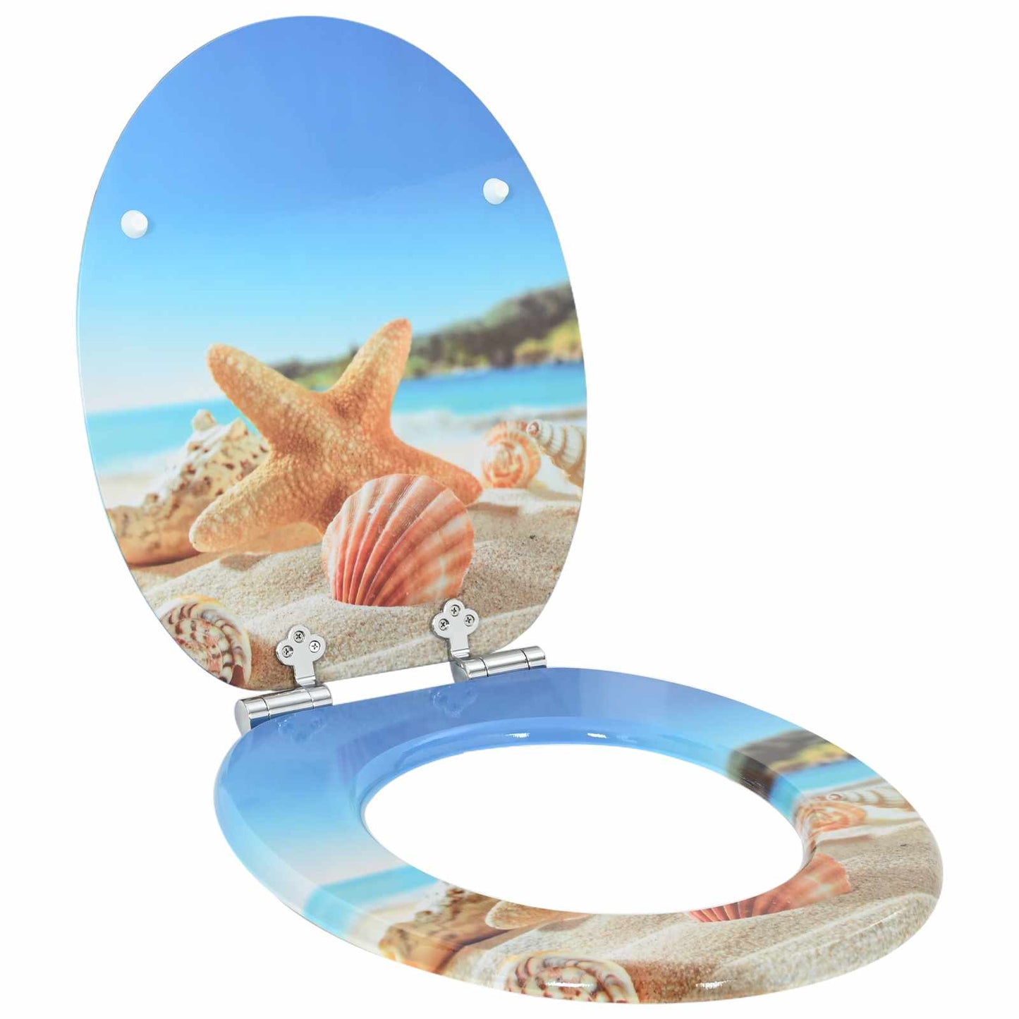 Toilet sæde 2 pcs Hav Musling 44 x 38 cm Konstrueret træ