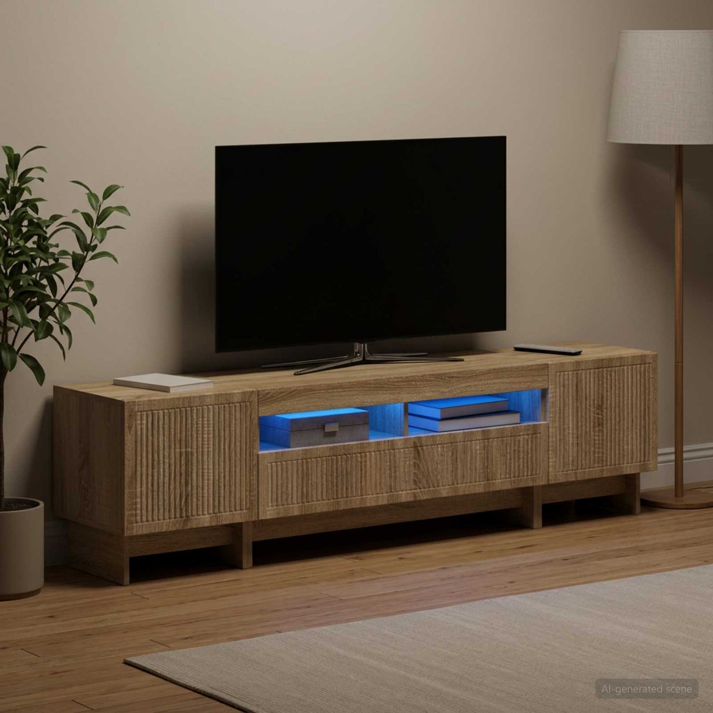 5-delt LED TV-skab Sonoma-eg Konstrueret træ