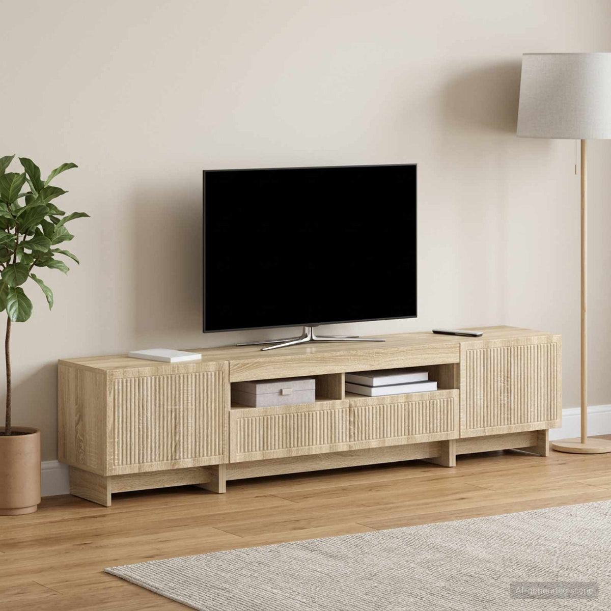 5-delt LED TV-skab Sonoma-eg Konstrueret træ