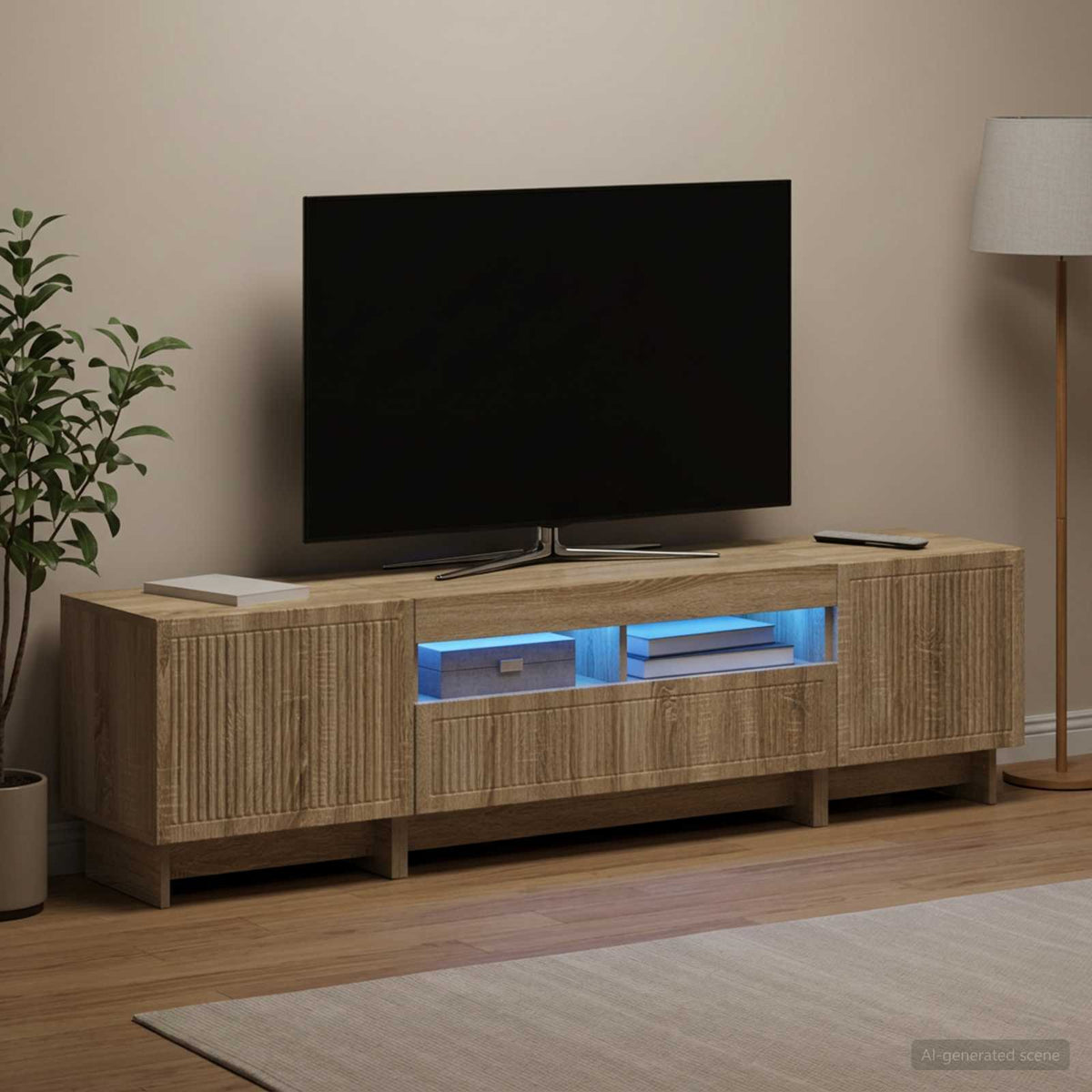 3-delt LED TV Skab EDE Sonoma-eg Konstrueret træ