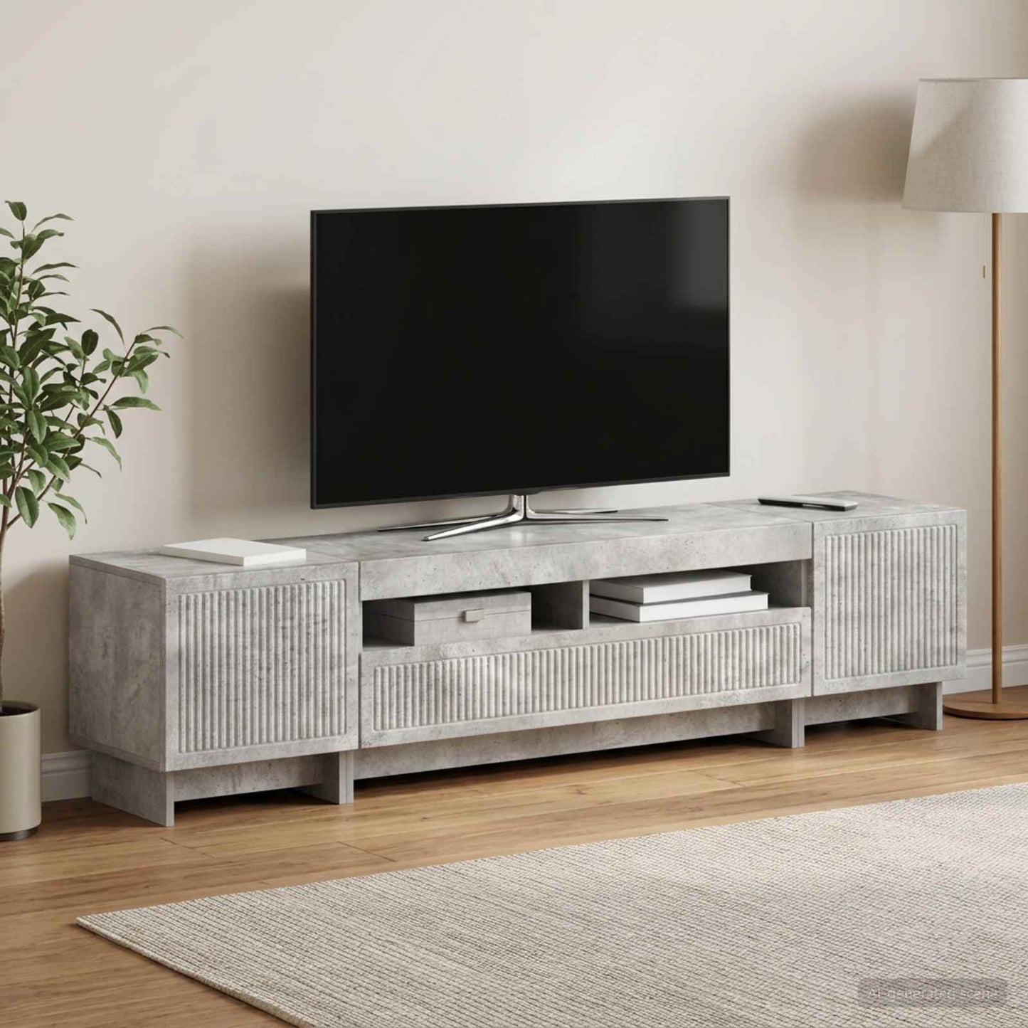 5-delt LED TV-skab Betongrå Konstrueret træ