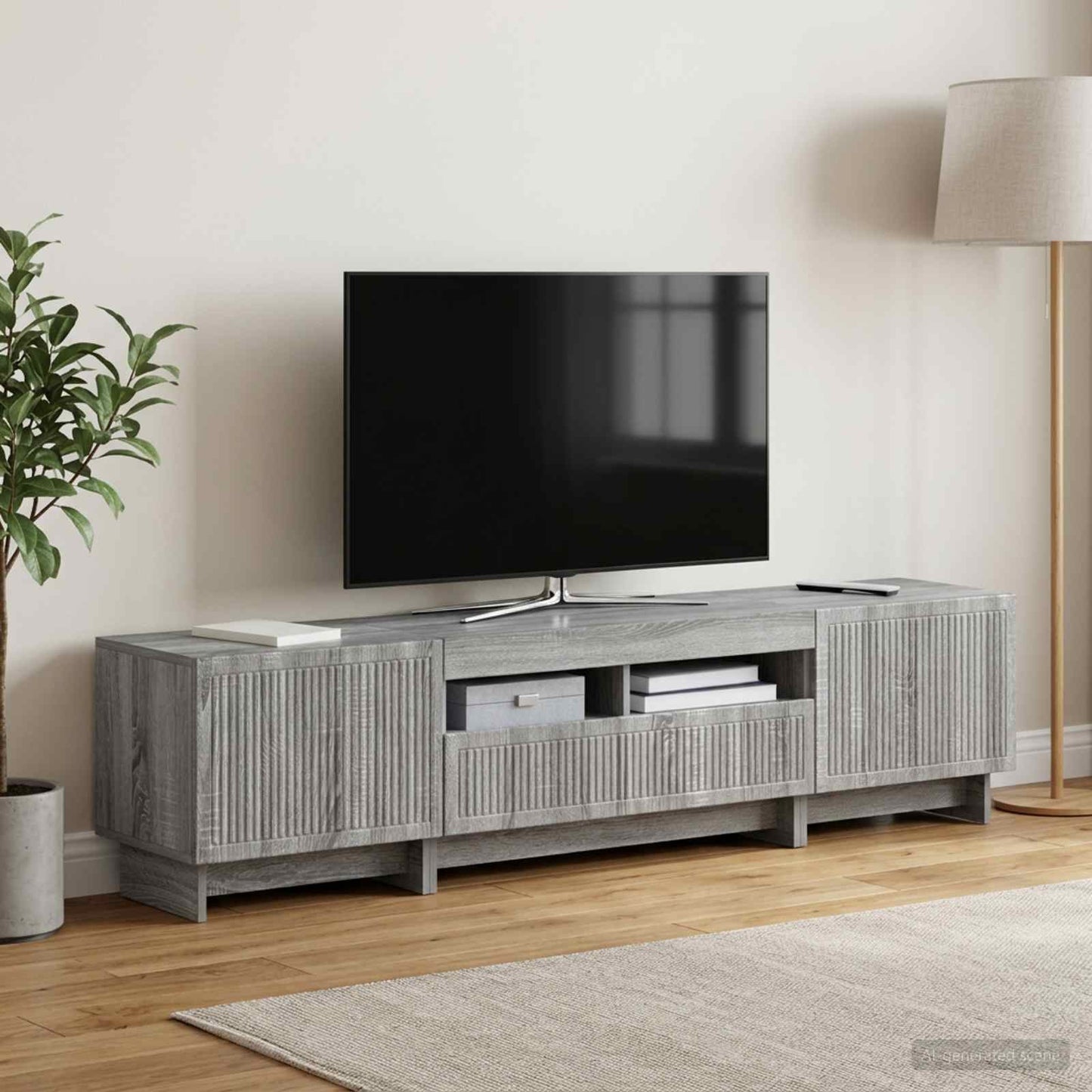 5-delt LED TV-skab Grå Sonoma Konstrueret træ