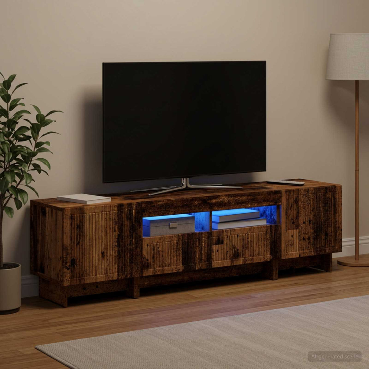 3-delt LED TV Skab EDE Gammelt træ Konstrueret træ