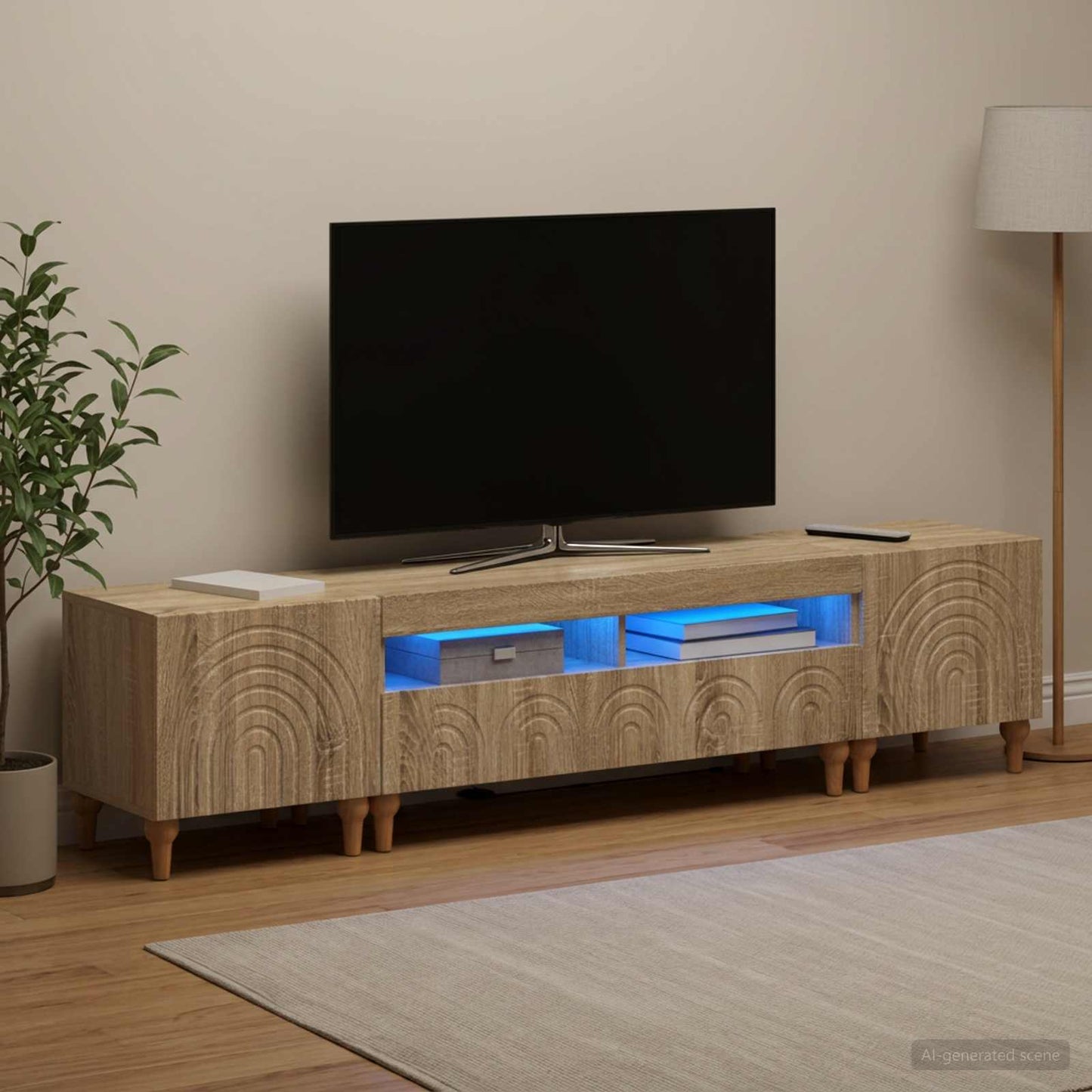 3-delt LED TV Skab Sonoma-eg Konstrueret træ