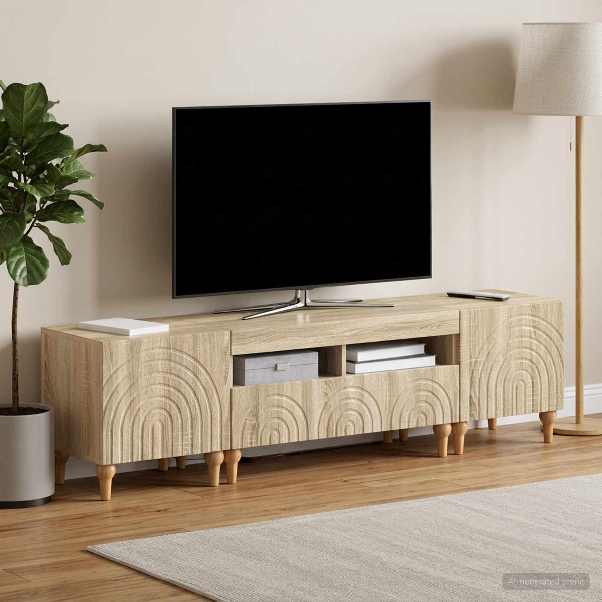 3-delt LED TV Skab Sonoma-eg Konstrueret træ