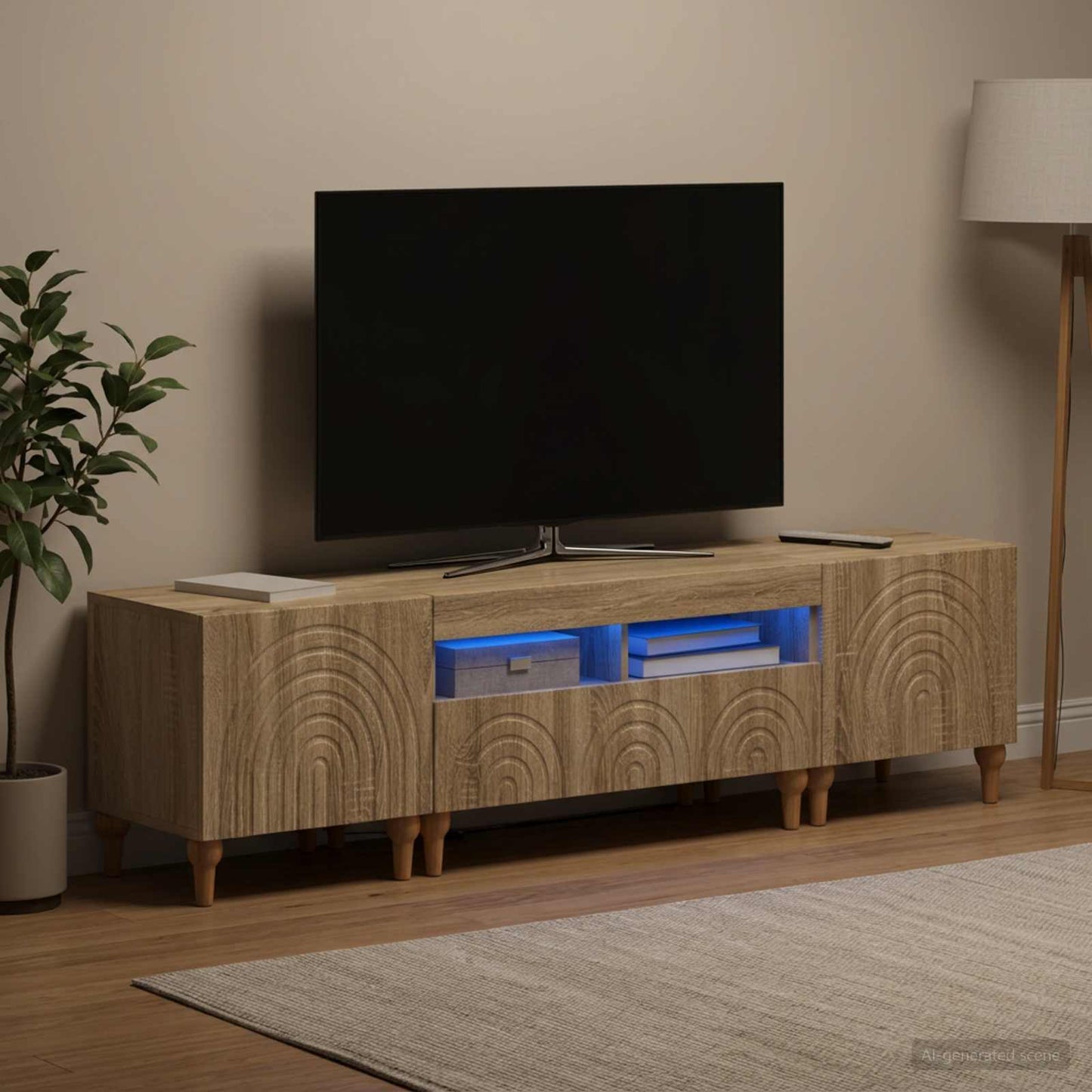 3-delt LED TV Skab Sonoma-eg Konstrueret træ