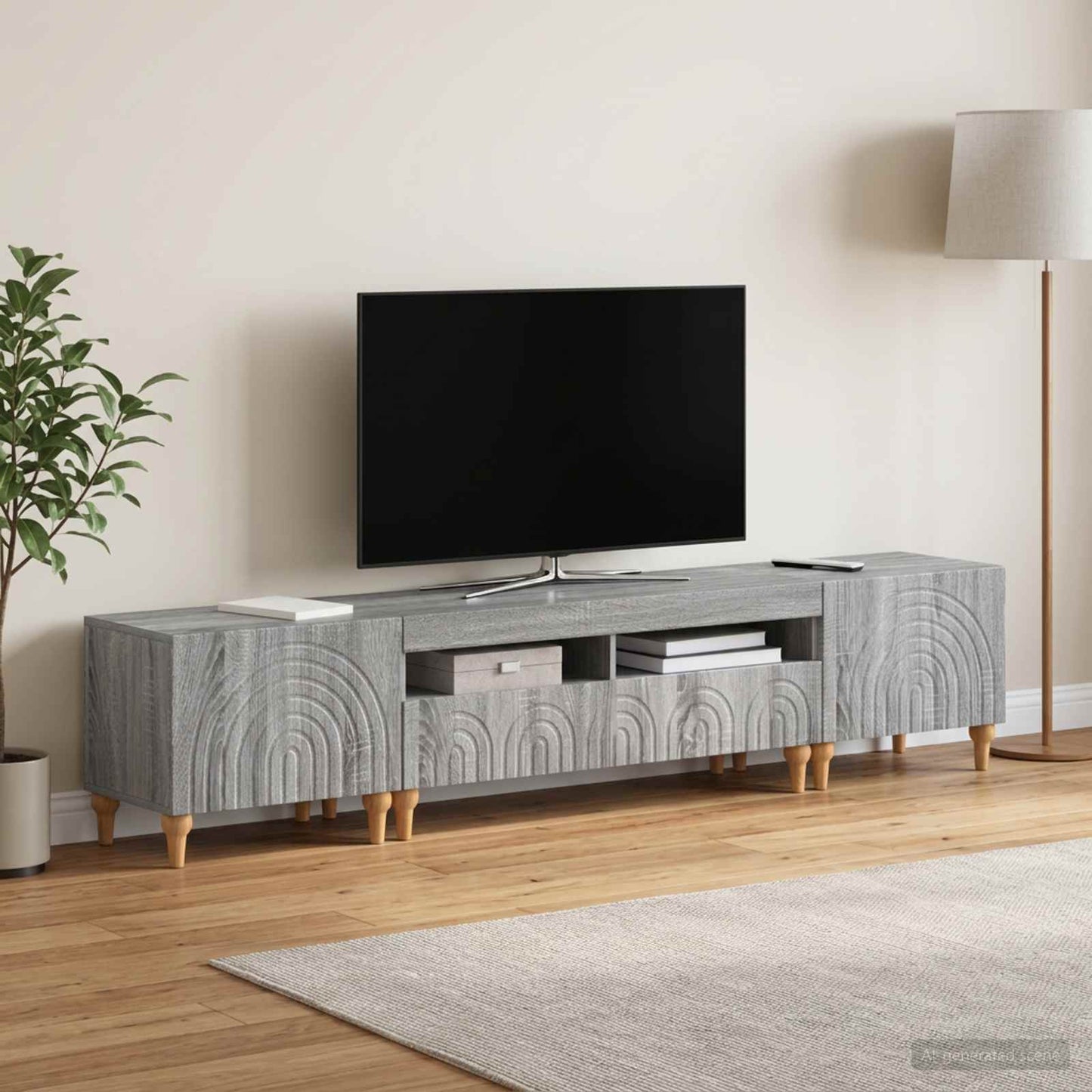 3-delt LED TV Skab Grå Sonoma Konstrueret træ