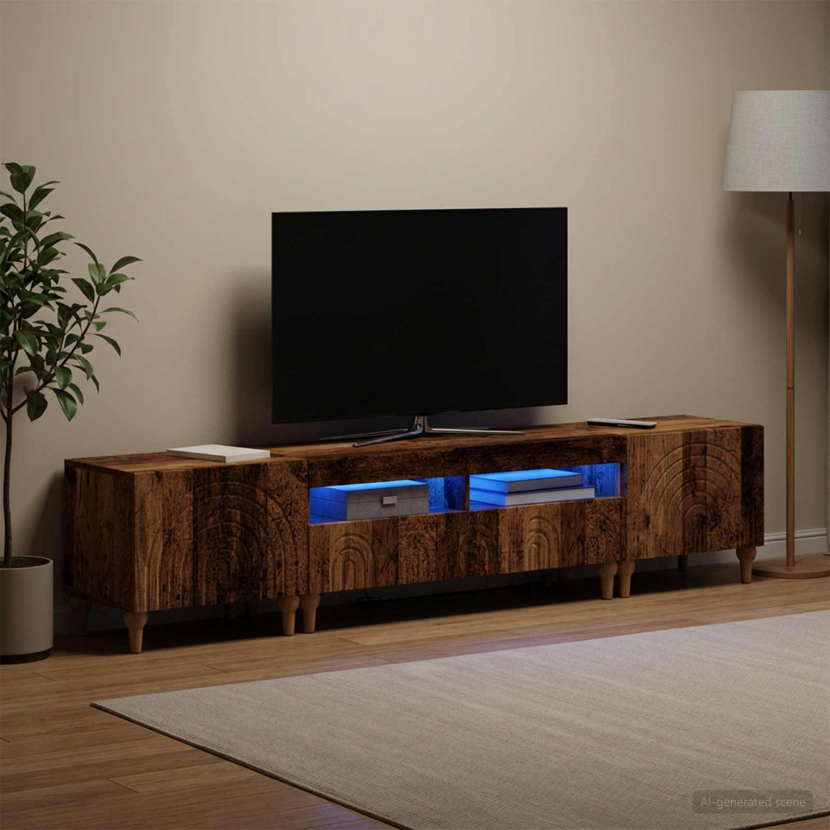 3-delt LED TV Skab Gammelt træ Konstrueret træ