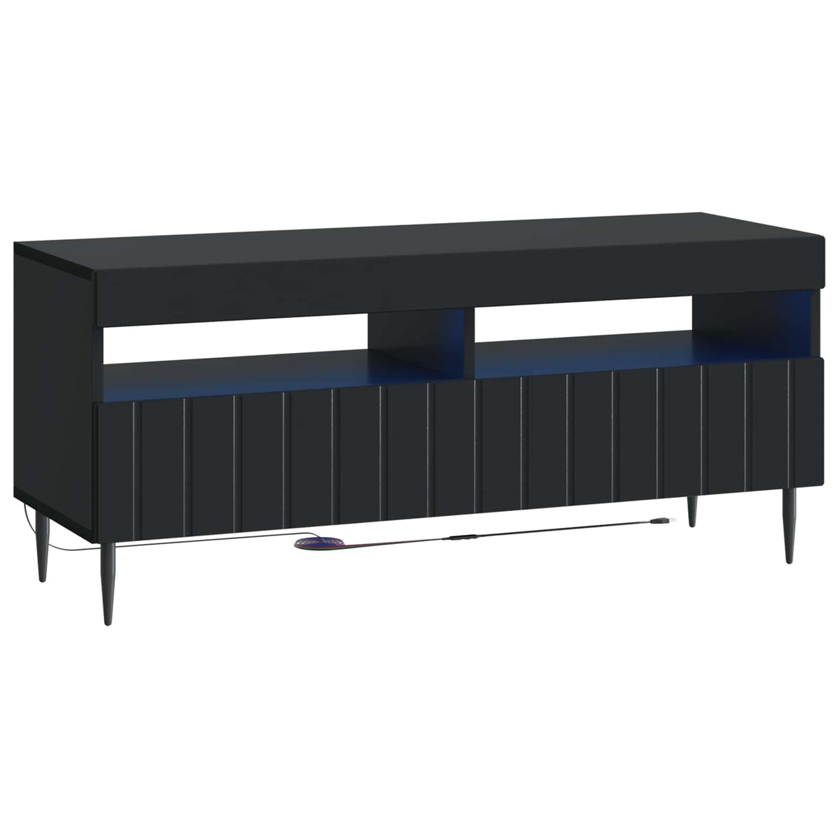 5-delt LED TV-skab Sort Konstrueret træ
