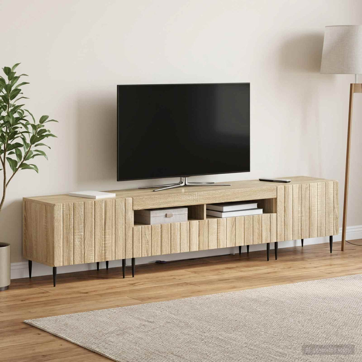 5-delt LED TV-skab Sonoma-eg Konstrueret træ