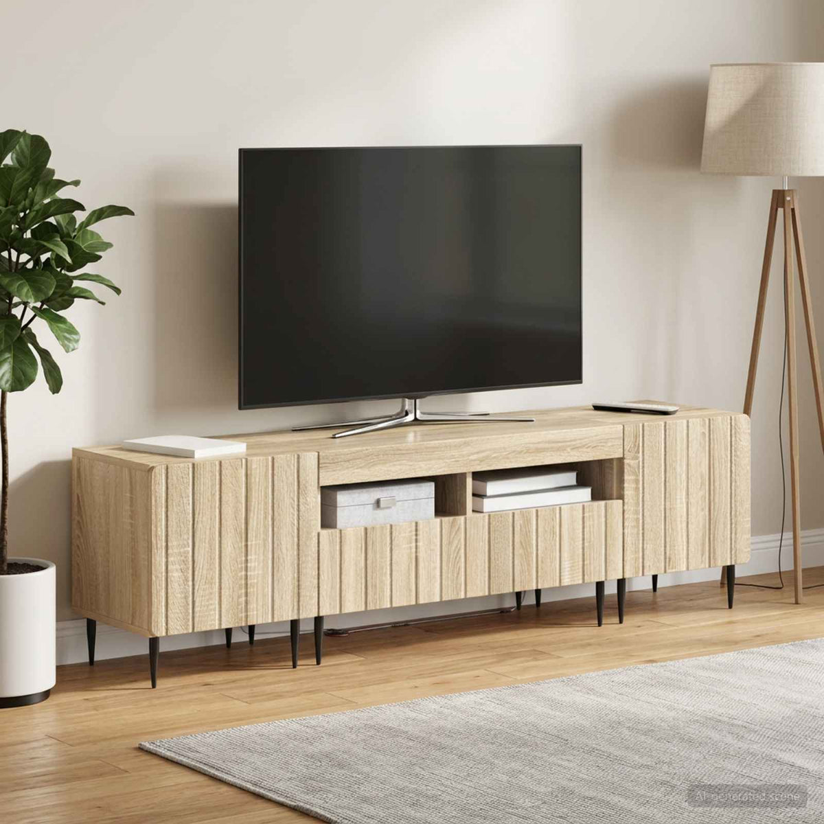 5-delt LED TV-skab Sonoma-eg Konstrueret træ