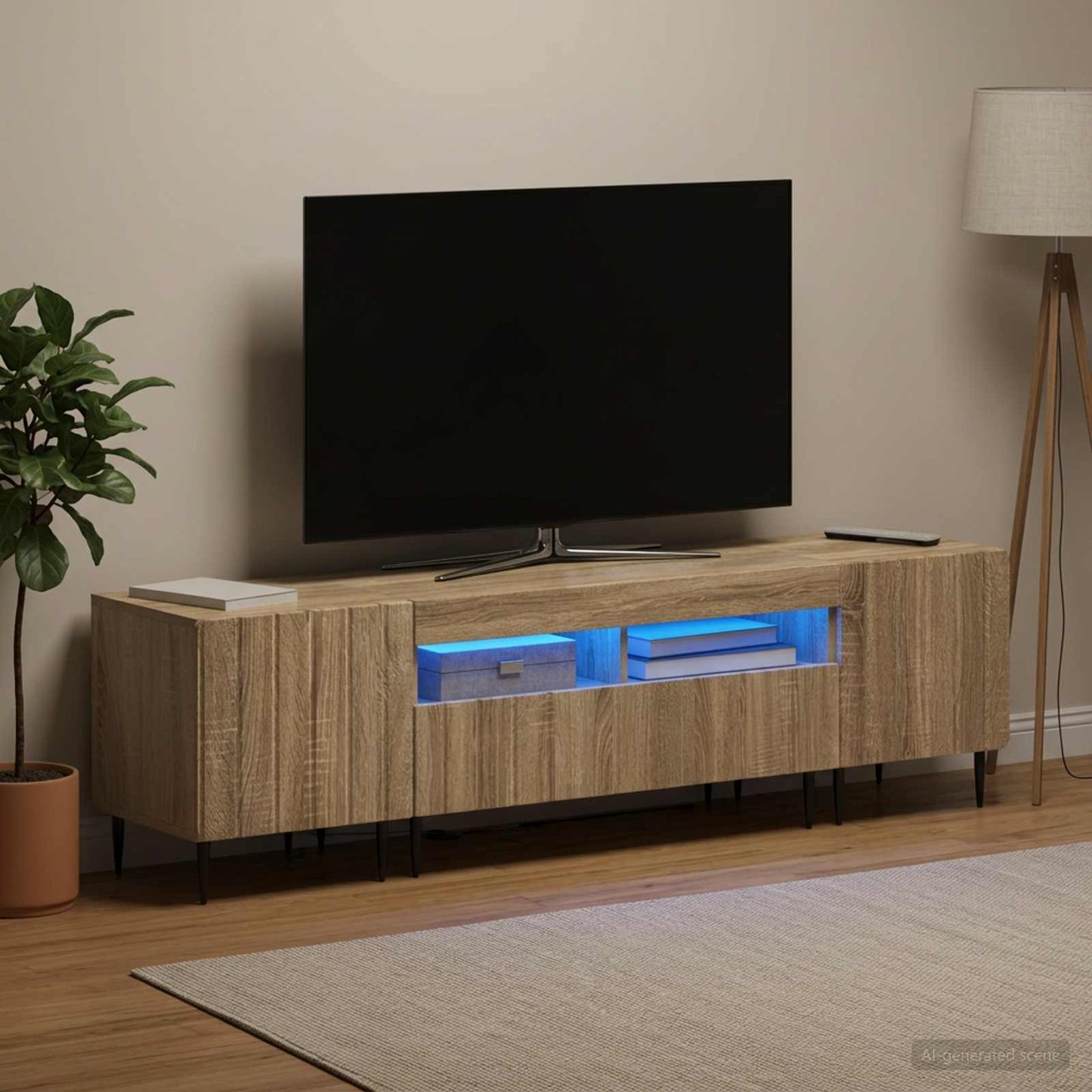 5-delt LED TV-skab Sonoma-eg Konstrueret træ