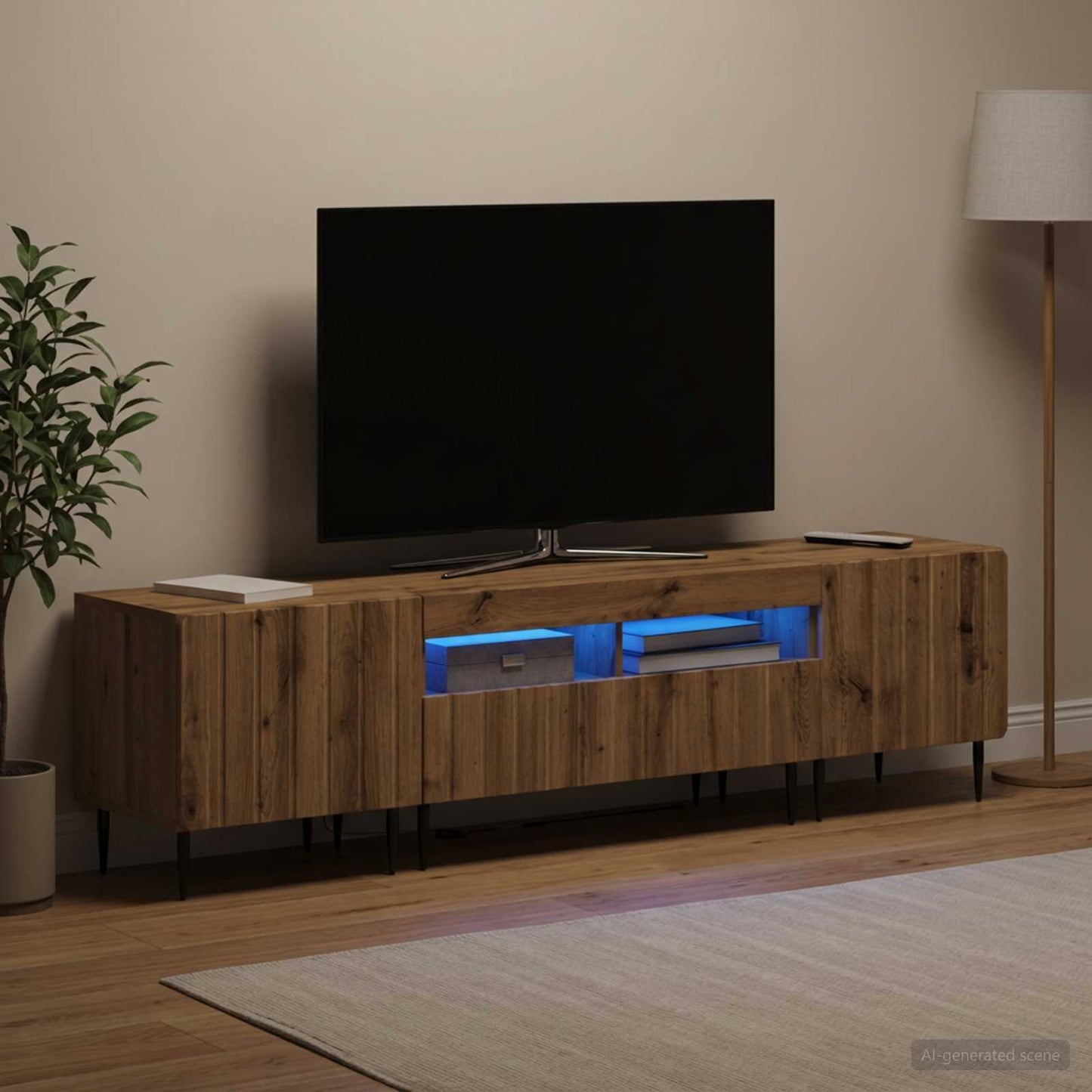 5-delt LED TV-skab Artisan-eg Konstrueret træ