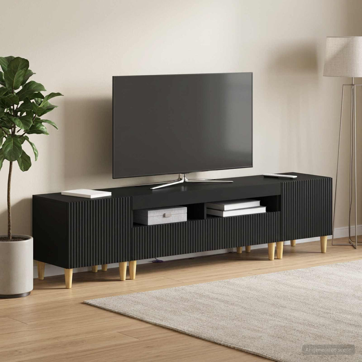3-delt LED TV Skab ARNHEM 3 stk. Sort Konstrueret træ