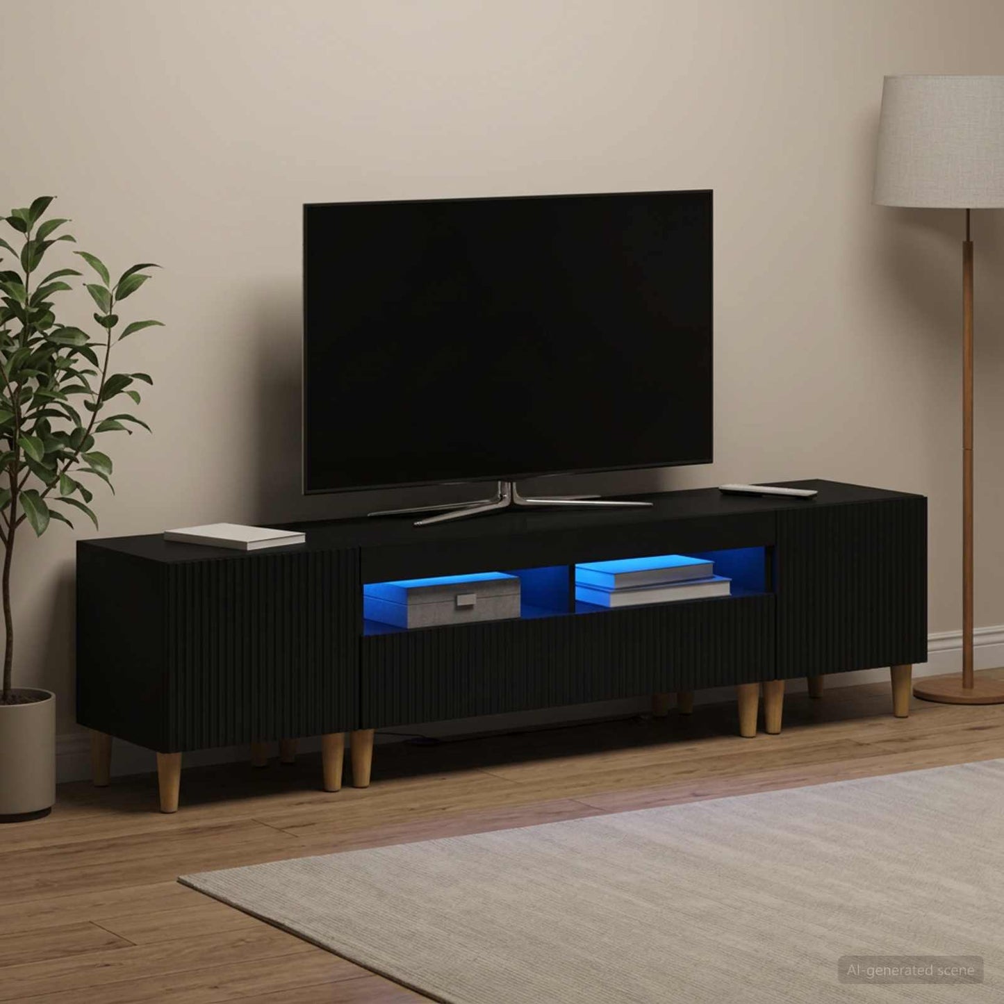 3-delt LED TV Skab ARNHEM 3 stk. Sort Konstrueret træ