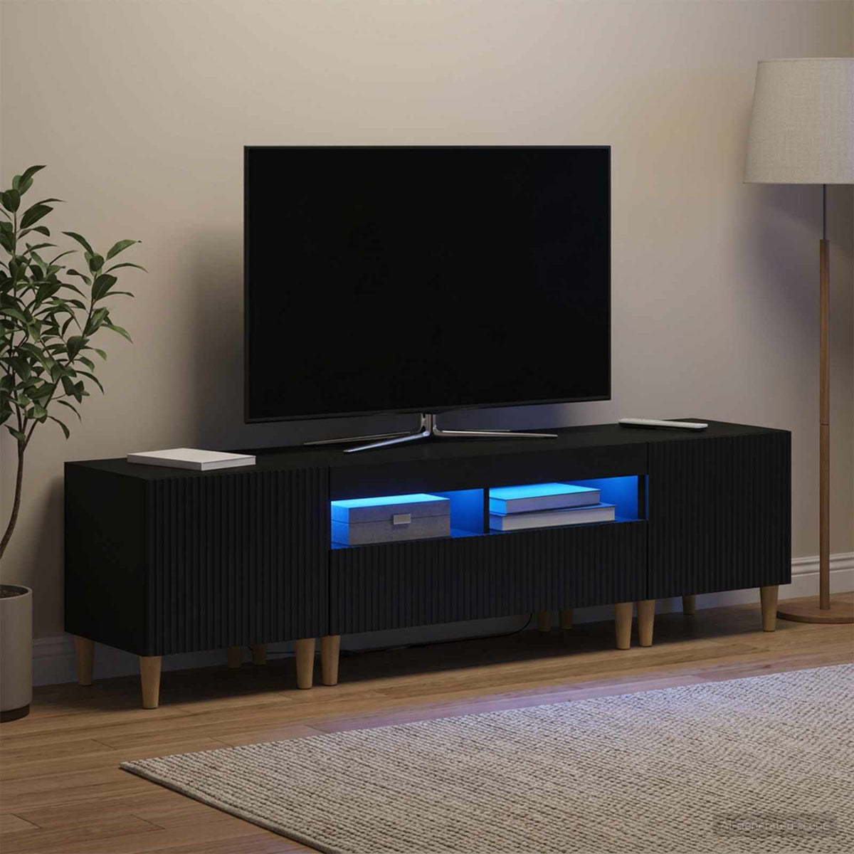 3-delt LED TV Skab ARNHEM 3 stk. Sort Konstrueret træ