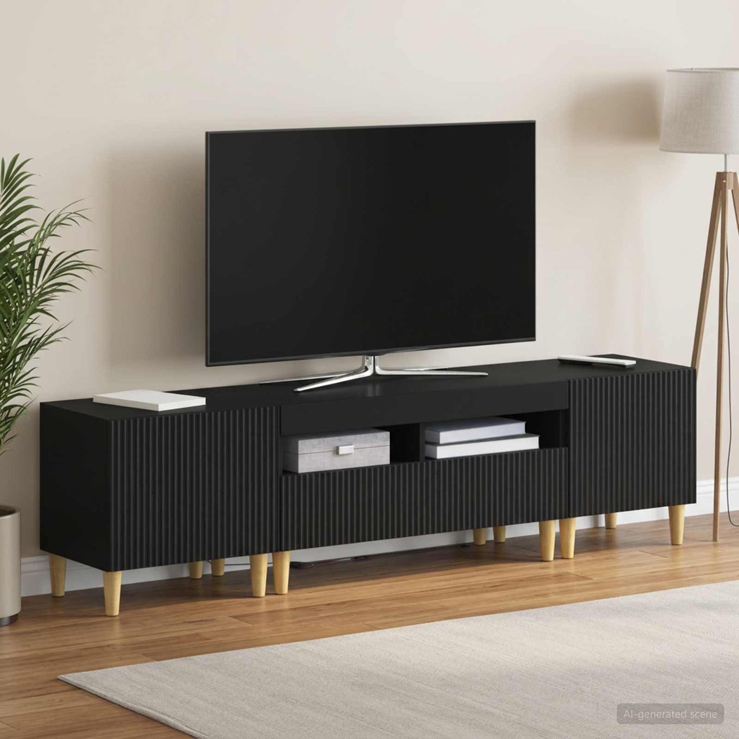 3-delt LED TV Skab ARNHEM 3 stk. Sort Konstrueret træ