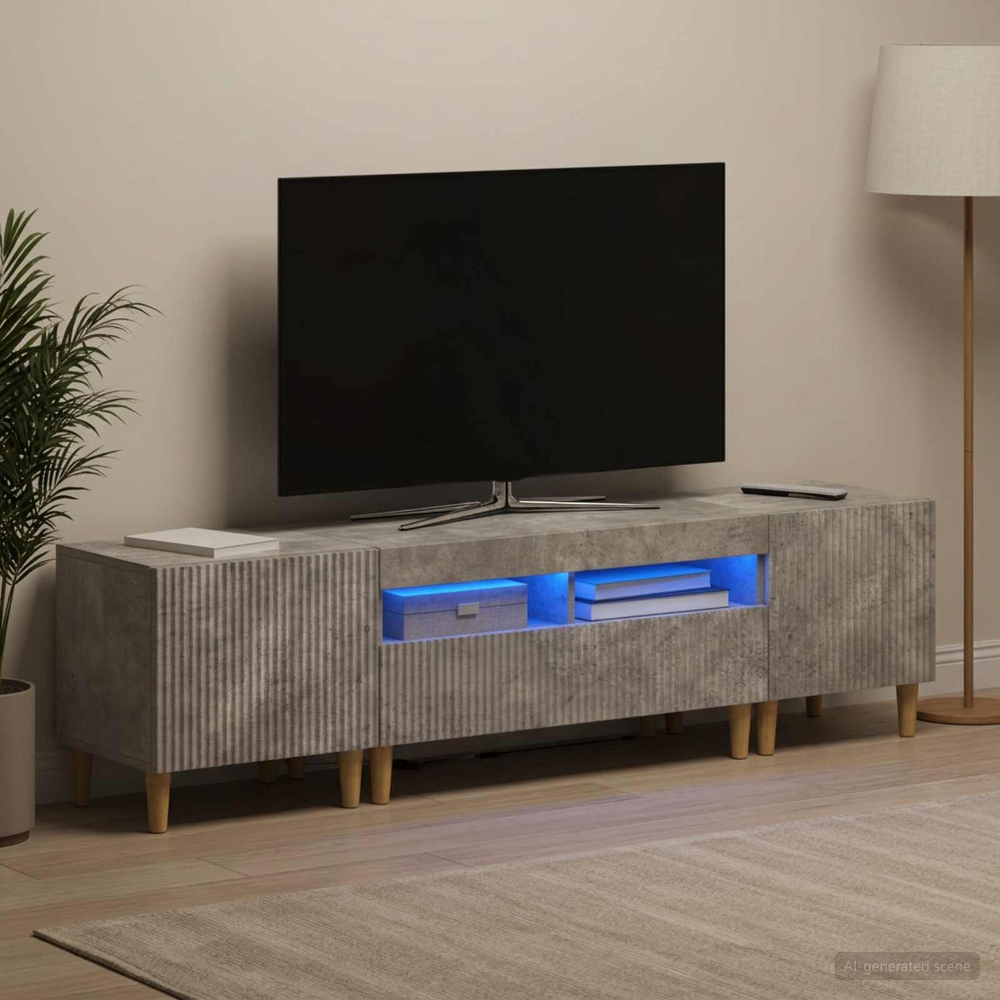 3-delt LED TV Skab ARNHEM 3 stk. Betongrå Konstrueret træ