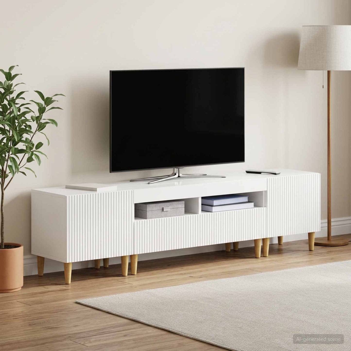 3-delt LED TV Skab ARNHEM 3 stk. Hvid højglans Konstrueret træ